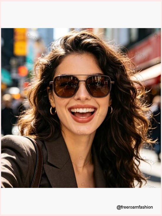 Polarized Aviator Sunglasses Retro Square Metal Frame UV400 Protection Unisex main image 6